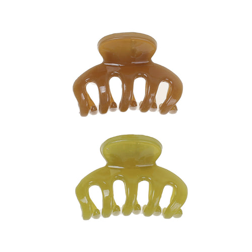 Claw Clip, Small, Brown / Green, 2 Pk