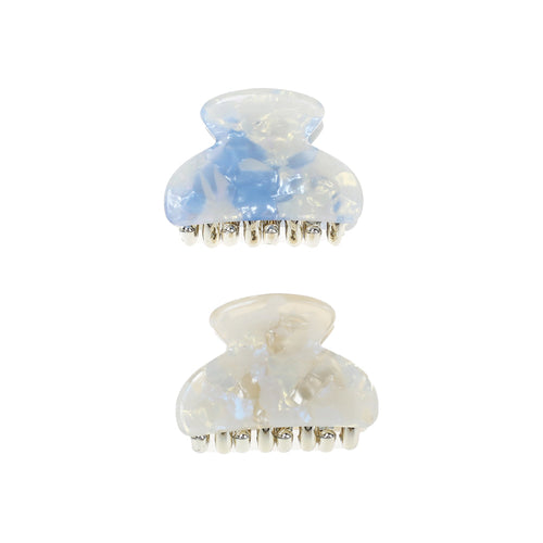 Claw Clip, Small, Marble Blue / White, 2 Pk