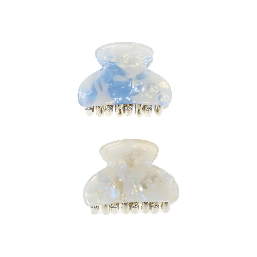 Claw Clip, Small, Marble Blue / White, 2 Pk