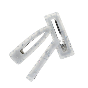 Hair Clip, Silver Marble, 3 Pk