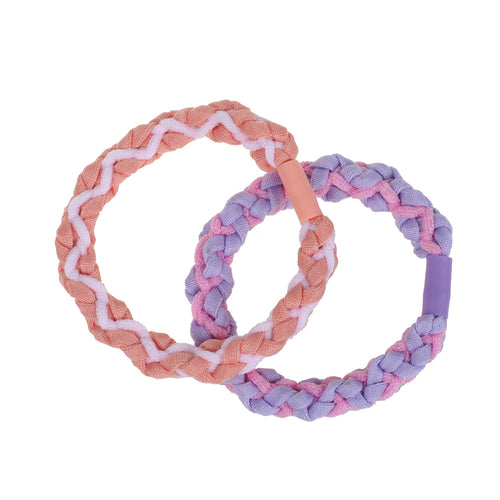 Braided Elastics, Pastel Stripe, 2 Pk