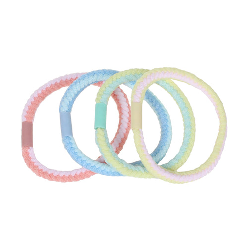 Braided Elastics, Pastel Stripe, 4 Pk