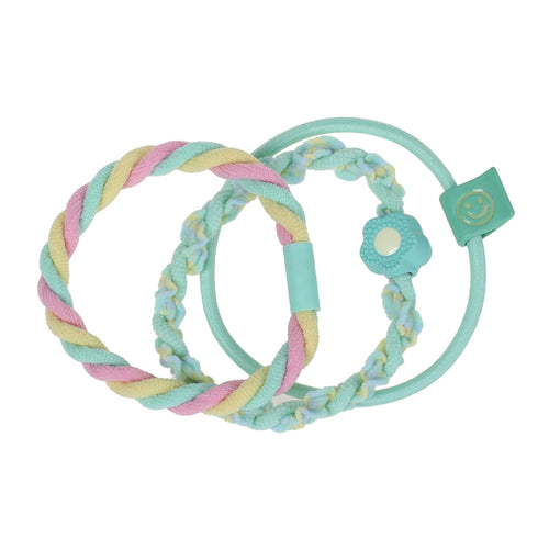 Covered Elastics, Green Pastel, 3 Pk