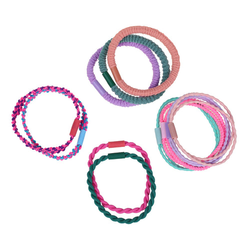 Covered Elastics, Pink / Green/ Purple (11)