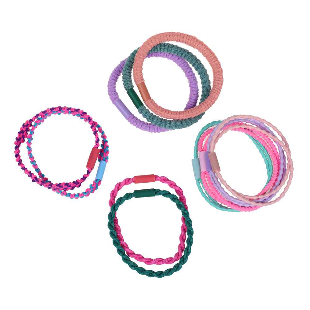 Covered Elastics, Pink / Green/ Purple (11)