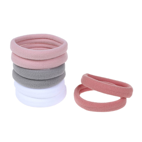 Knitted Ponytailers, Pink / Grey / White, 4 Pk