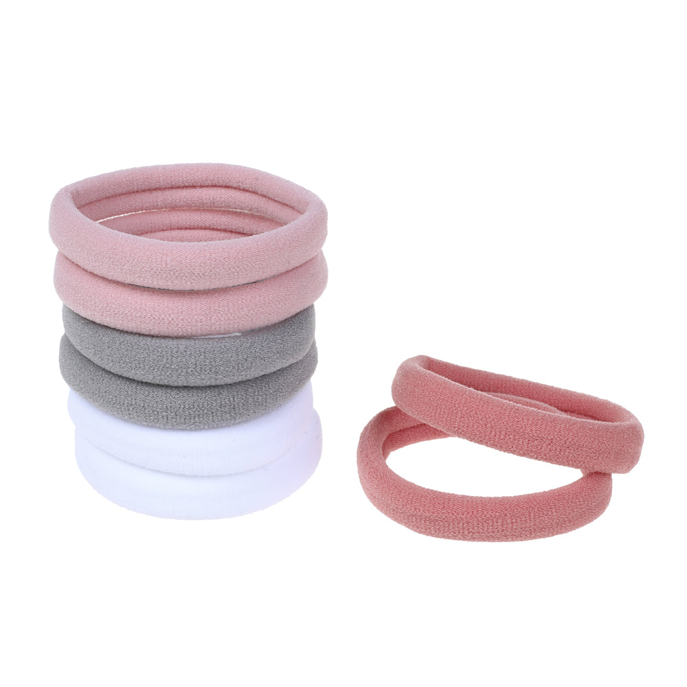 Knitted Ponytailers, Pink / Grey / White, 4 Pk