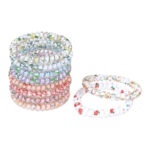 Spiral Hair Ties, Floral, 10 Pk