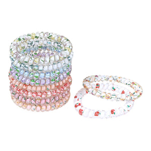 Spiral Hair Ties, Floral, 10 Pk