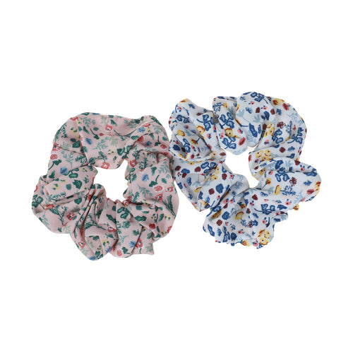 Scrunchy, Blue/Pink Flowers, 2 Pk