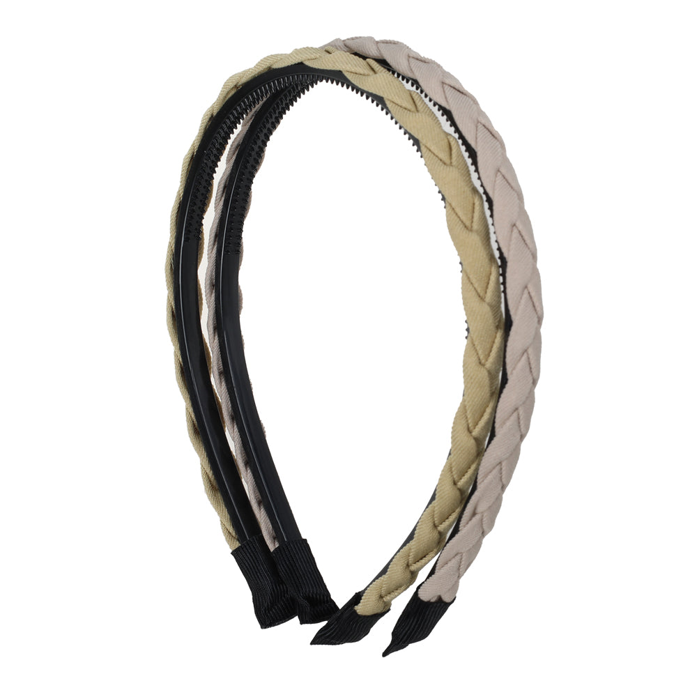 Hair Bandeau, Braided Fabric, 2 Pk