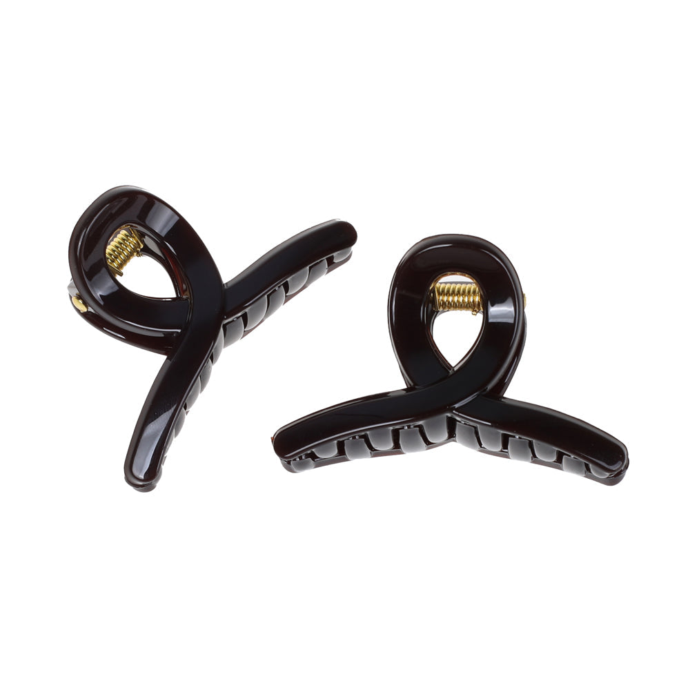 Claw Clip, Small, Dark Brown, 2 Pk