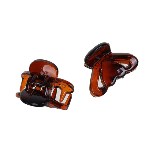 Claw Clip, Mini, Heart, Brown