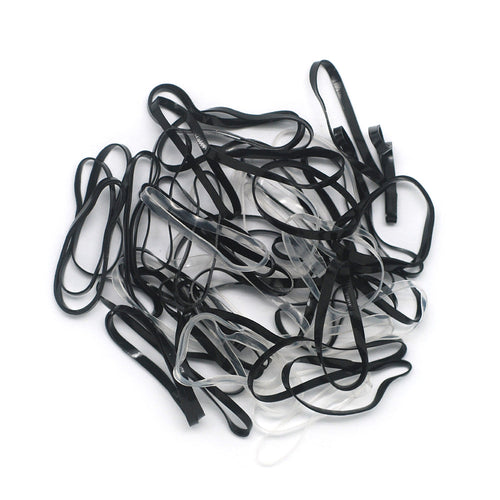 Hair Elastics, Black & Clear (50)