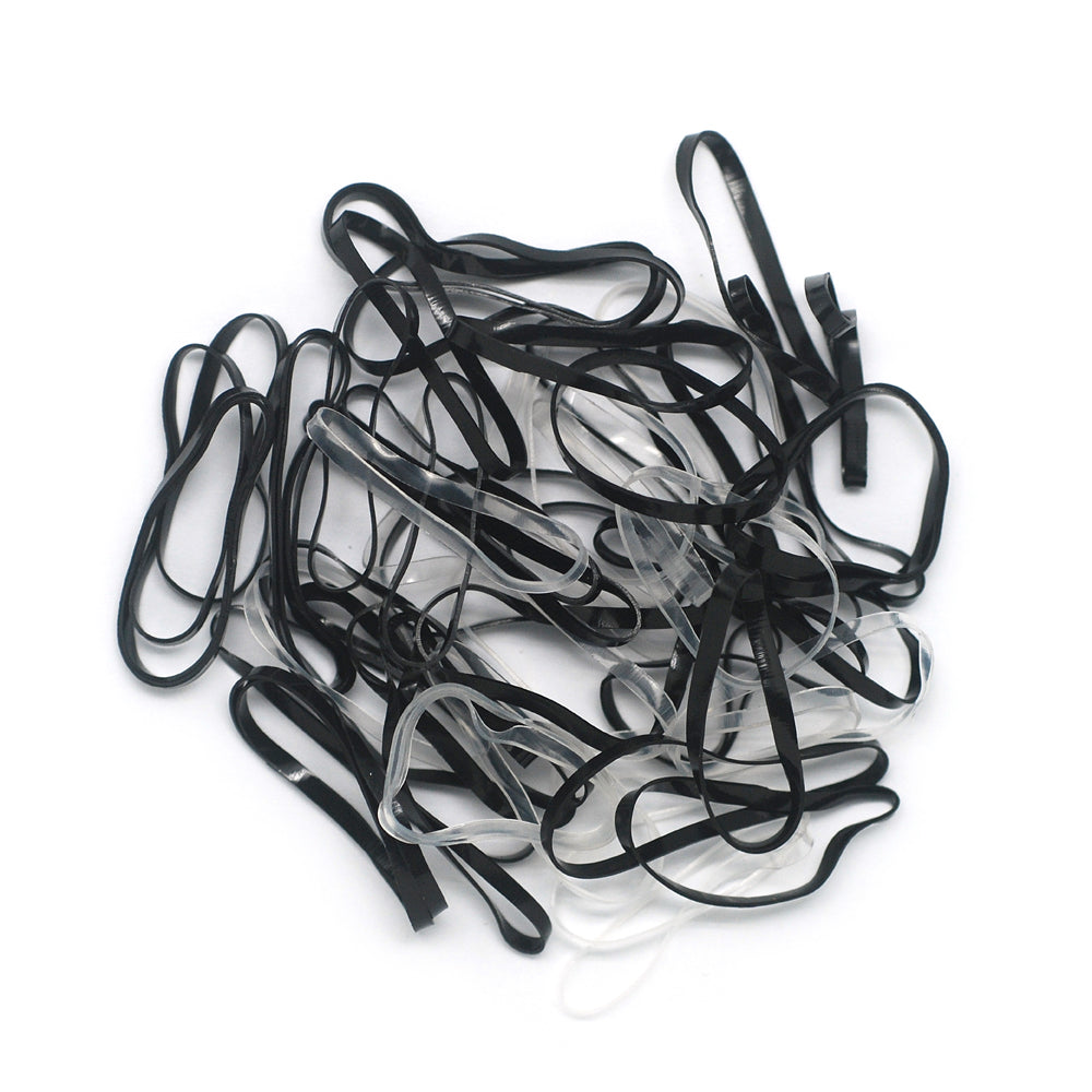 Hair Elastics, Black & Clear (50)