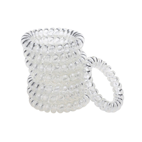 Spiral Hair Ties, Clear, 8 Pk
