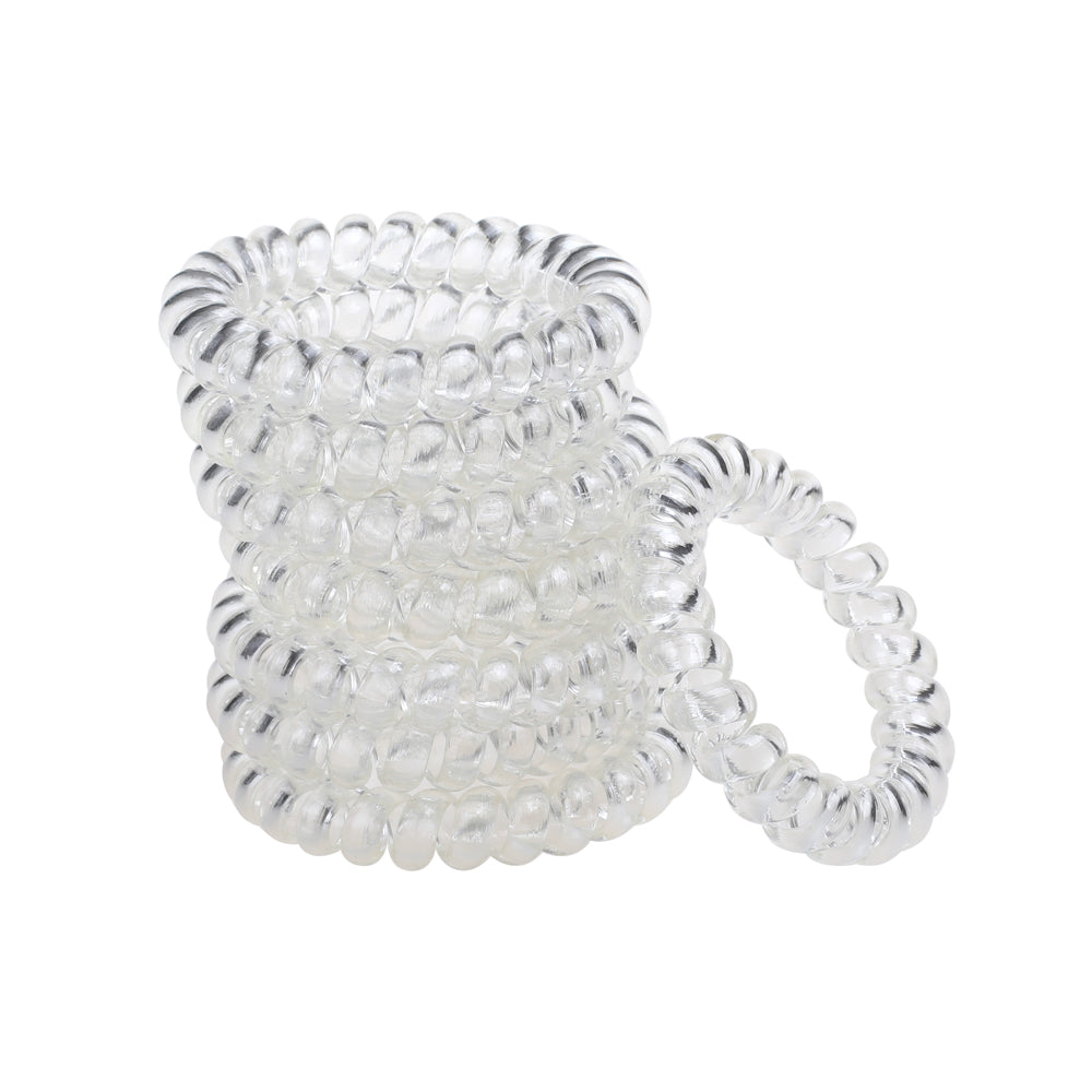 Spiral Hair Ties, Clear, 8 Pk
